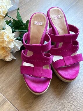 UGG “Tawnie” Wedge Espadrille Suede Sandals